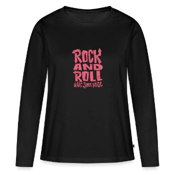 Rock and roll - T-shirt manches longues Premium bio Femme - noir - Devant - Julia (174cm)