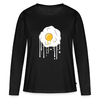 graffiti tropfen spiegelei kochen braten essen ei - Frauen Premium Bio Langarmshirt - Schwarz - Vorne - Julia (174cm)