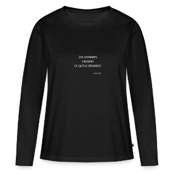 Hommes - Jules César - T-shirt manches longues Premium bio Femme - noir - Devant - Julia (174cm)