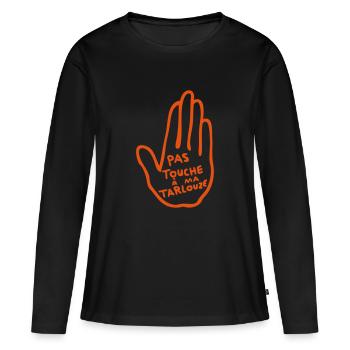 touche pas tarlouze gay provocateur humour - T-shirt manches longues Premium bio Femme - noir - Devant - Julia (174cm)