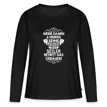 seiler - Frauen Premium Bio Langarmshirt - Schwarz - Vorne - Julia (174cm)