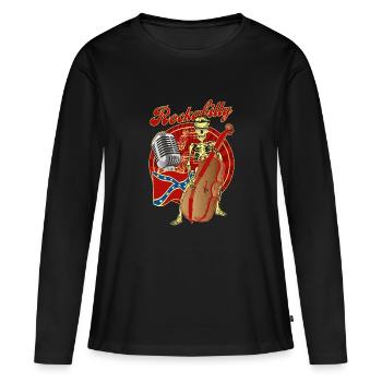 Rockabilly Basse - T-shirt manches longues Premium bio Femme - noir - Devant - Julia (174cm)