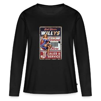 Pin up Obtenez votre Willys - T-shirt manches longues Premium bio Femme - noir - Devant - Julia (174cm)
