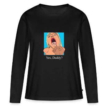 Yes Daddy Girl curvy comic pinup drawing - Women's Premium Organic Long Sleeve Shirt - black - Front - Julia (174cm)