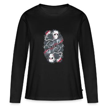 Jason mit seiner Kettensäge - Frauen Premium Bio Langarmshirt - Schwarz - Vorne - Julia (174cm)