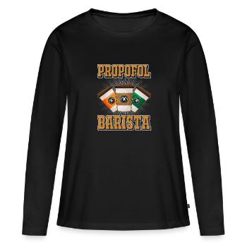 Propofol Barista - Laryngoskop Narkose Anästhesie - Frauen Premium Bio Langarmshirt - Schwarz - Vorne - Julia (174cm)
