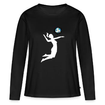 Joueuse de volley ball femme silhouette smash - T-shirt manches longues Premium bio Femme - noir - Devant - Julia (174cm)