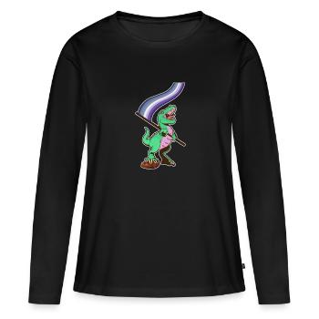 Drapeau LGBTQ - Dinosaur Butch Lesbienne - T-shirt manches longues Premium bio Femme - noir - Devant - Julia (174cm)