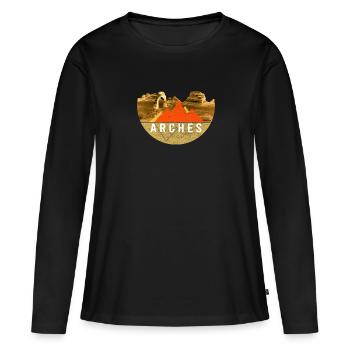 Jahrgang - Arches Peak Nationalpark - Frauen Premium Bio Langarmshirt - Schwarz - Vorne - Julia (174cm)