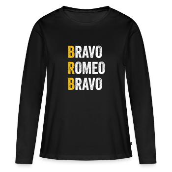Chat par ordinateur Bravo Romeo Bravo - BRB - T-shirt manches longues Premium bio Femme - noir - Devant - Julia (174cm)