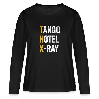 Computer-Chat-Tango. - Frauen Premium Bio Langarmshirt - Schwarz - Vorne - Julia (174cm)