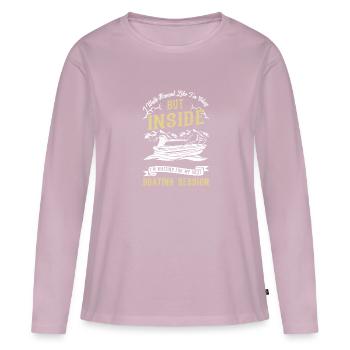 Je vais bien - navigation de plaisance - T-shirt manches longues Premium bio Femme - rose poudré - Devant - Julia (174cm)