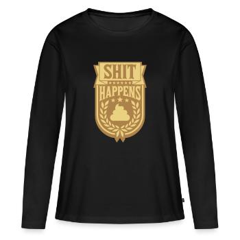 Dire que la merde arrive couronne de laurier - T-shirt manches longues Premium bio Femme - noir - Devant - Julia (174cm)