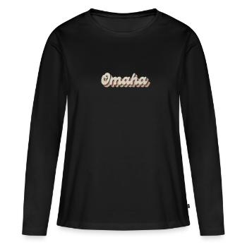 Nostalgique des années 70 USA City - Vintage Omaha - T-shirt manches longues Premium bio Femme - noir - Devant - Julia (174cm)