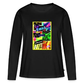 SWAG 4000 - T-shirt manches longues Premium bio Femme - noir - Devant - Julia (174cm)