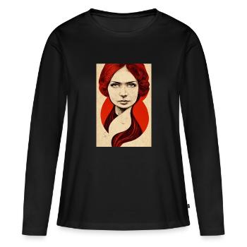 Wikingerfrau Rote Haare - Frauen Premium Bio Langarmshirt - Schwarz - Vorne - Julia (174cm)