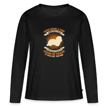 Une fois - Coton De Tuléar - T-shirt manches longues Premium bio Femme - noir - Devant - Julia (174cm)