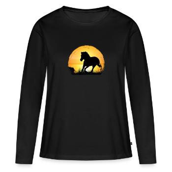 Coucher de soleil - Grade Horse - T-shirt manches longues Premium bio Femme - noir - Devant - Julia (174cm)