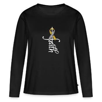 Band-Chemo-Krebs-Bewusstsein - Frauen Premium Bio Langarmshirt - Schwarz - Vorne - Julia (174cm)