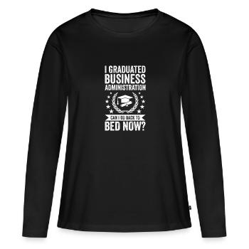 J’ai étudié l’administration des affaires - T-shirt manches longues Premium bio Femme - noir - Devant - Julia (174cm)