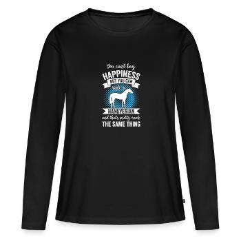 Équitation - Cheval hanovrien - T-shirt manches longues Premium bio Femme - noir - Devant - Julia (174cm)