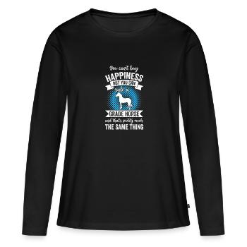 Équitation - Grade Horse - T-shirt manches longues Premium bio Femme - noir - Devant - Julia (174cm)