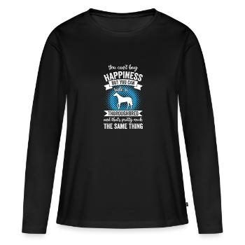 Équitation - Cheval pur-sang - T-shirt manches longues Premium bio Femme - noir - Devant - Julia (174cm)