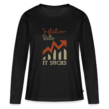 L’inflation agace la frustration Provocation Déclaration - T-shirt manches longues Premium bio Femme - noir - Devant - Julia (174cm)