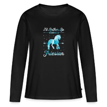 Riding a Frisian Horse - Women's Premium Organic Long Sleeve Shirt - black - Front - Julia (174cm)