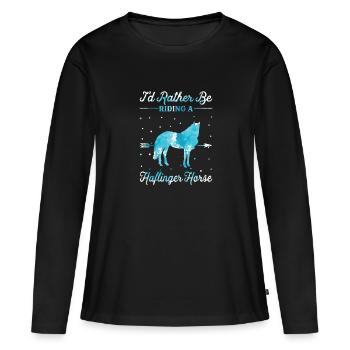 Monter sur un cheval Haflinger - T-shirt manches longues Premium bio Femme - noir - Devant - Julia (174cm)