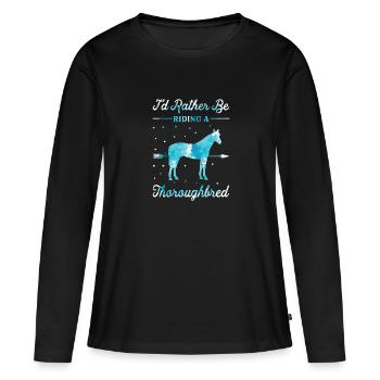 Monter un cheval pur-sang - T-shirt manches longues Premium bio Femme - noir - Devant - Julia (174cm)