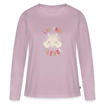 I Destroy Silence - Guitare acoustique - T-shirt manches longues Premium bio Femme - rose poudré - Devant - Julia (174cm)
