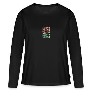 Vintage 70s Hippie Peru City - Rétro Lima - T-shirt manches longues Premium bio Femme - noir - Devant - Julia (174cm)