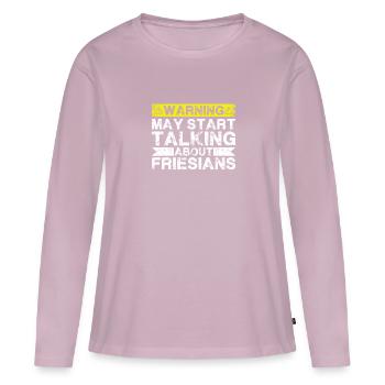 En parlant de frison - T-shirt manches longues Premium bio Femme - rose poudré - Devant - Julia (174cm)