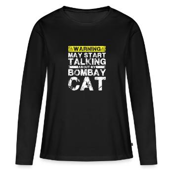 En parlant de Bombay Cat - T-shirt manches longues Premium bio Femme - noir - Devant - Julia (174cm)