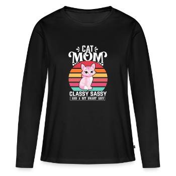 Best Cat Mom Ever - T-shirt manches longues Premium bio Femme - noir - Devant - Julia (174cm)