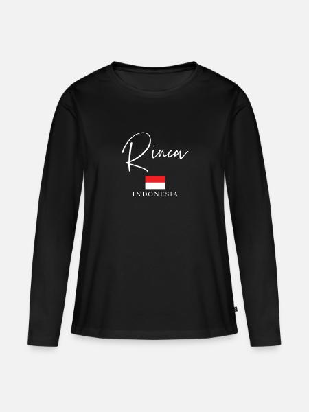 Griechenland Flagge Urlaub - Insel Rinca - Frauen Premium Bio Langarmshirt - Schwarz