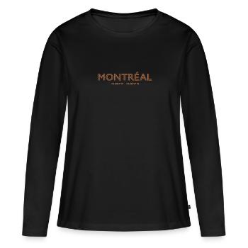 Coordonnées de la ville canadienne - Montréal - T-shirt manches longues Premium bio Femme - noir - Devant - Julia (174cm)