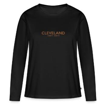 Coordonnées de la ville des États-Unis - Cleveland - T-shirt manches longues Premium bio Femme - noir - Devant - Julia (174cm)