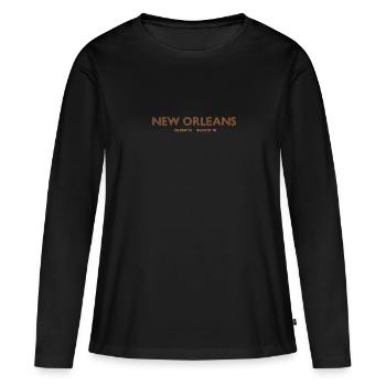 Coordonnées de la ville des États-Unis - Nouvelle-Orléans - T-shirt manches longues Premium bio Femme - noir - Devant - Julia (174cm)