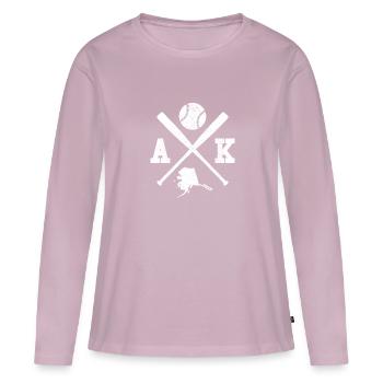 AK USA - Baseballspieler Alaska - Frauen Premium Bio Langarmshirt - Altrosa - Vorne - Julia (174cm)