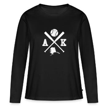 AK USA - Joueur de baseball Alaska - T-shirt manches longues Premium bio Femme - noir - Devant - Julia (174cm)