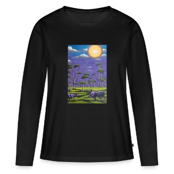 Wolf am Horizont - Frauen Premium Bio Langarmshirt - Schwarz - Vorne - Julia (174cm)