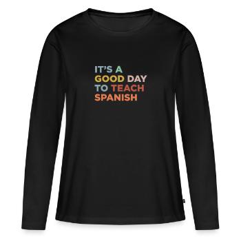 Spanischlehrer Unterrichten - Frauen Premium Bio Langarmshirt - Schwarz - Vorne - Julia (174cm)