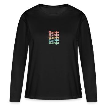 Vintage 70s Hippie Azerbaijan City - Retro Ganja - Women's Premium Organic Long Sleeve Shirt - black - Front - Julia (174cm)
