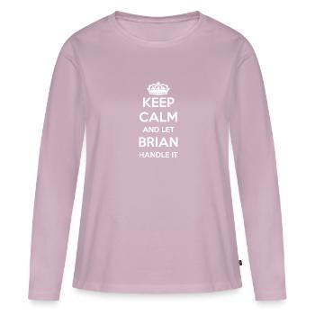 Keep Calm Handle It - Prénom Nom Funny Brian - T-shirt manches longues Premium bio Femme - rose poudré - Devant - Julia (174cm)