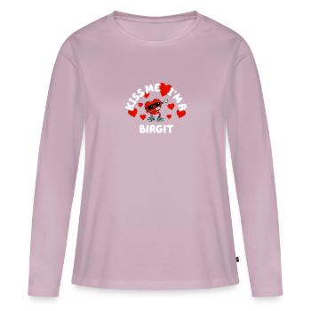 Küss mich - Valentins Tag Name Dabbing Herz Birgit - Frauen Premium Bio Langarmshirt - Altrosa - Vorne - Julia (174cm)