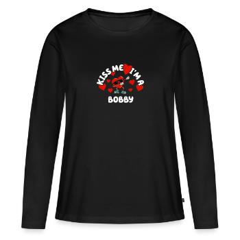Kiss Me - Nom de la Saint-Valentin Dabbing Heart Bobby - T-shirt manches longues Premium bio Femme - noir - Devant - Julia (174cm)