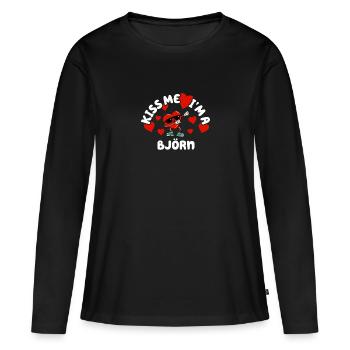 Kiss Me - Nom de la Saint-Valentin Dabbing Heart Björn - T-shirt manches longues Premium bio Femme - noir - Devant - Julia (174cm)
