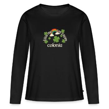 Embrasse-moi - Nuit de la Saint-Patrick Colonia - T-shirt manches longues Premium bio Femme - noir - Devant - Julia (174cm)